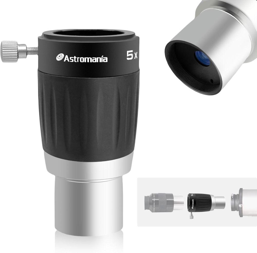 Astromania 1.25" 4-Elements 5x TeleXtender Premium Barlow Lens - apochromatic Barlow lens giving an excellent image