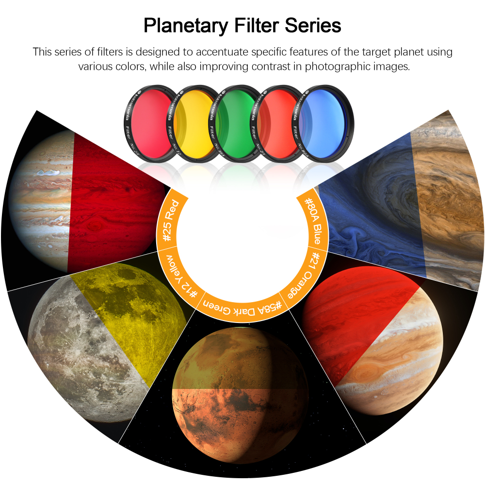 Astromania 2" Telescope Eyepiece and Filter Accessory Kit Deluxe Version - with 3pcs Kellner Eyepieces Set, 5pcs Colored Filter Set, ED 2x Barlow Lens, 2" SCT 90° Mirror Diagonal and Sturdy Carry Case