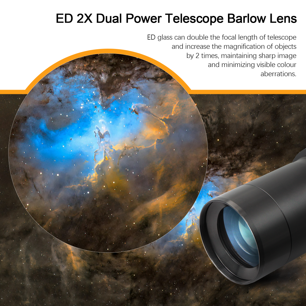 Astromania 2" Telescope Eyepiece and Filter Accessory Kit Deluxe Version - with 3pcs Kellner Eyepieces Set, 5pcs Colored Filter Set, ED 2x Barlow Lens, 2" SCT 90° Mirror Diagonal and Sturdy Carry Case