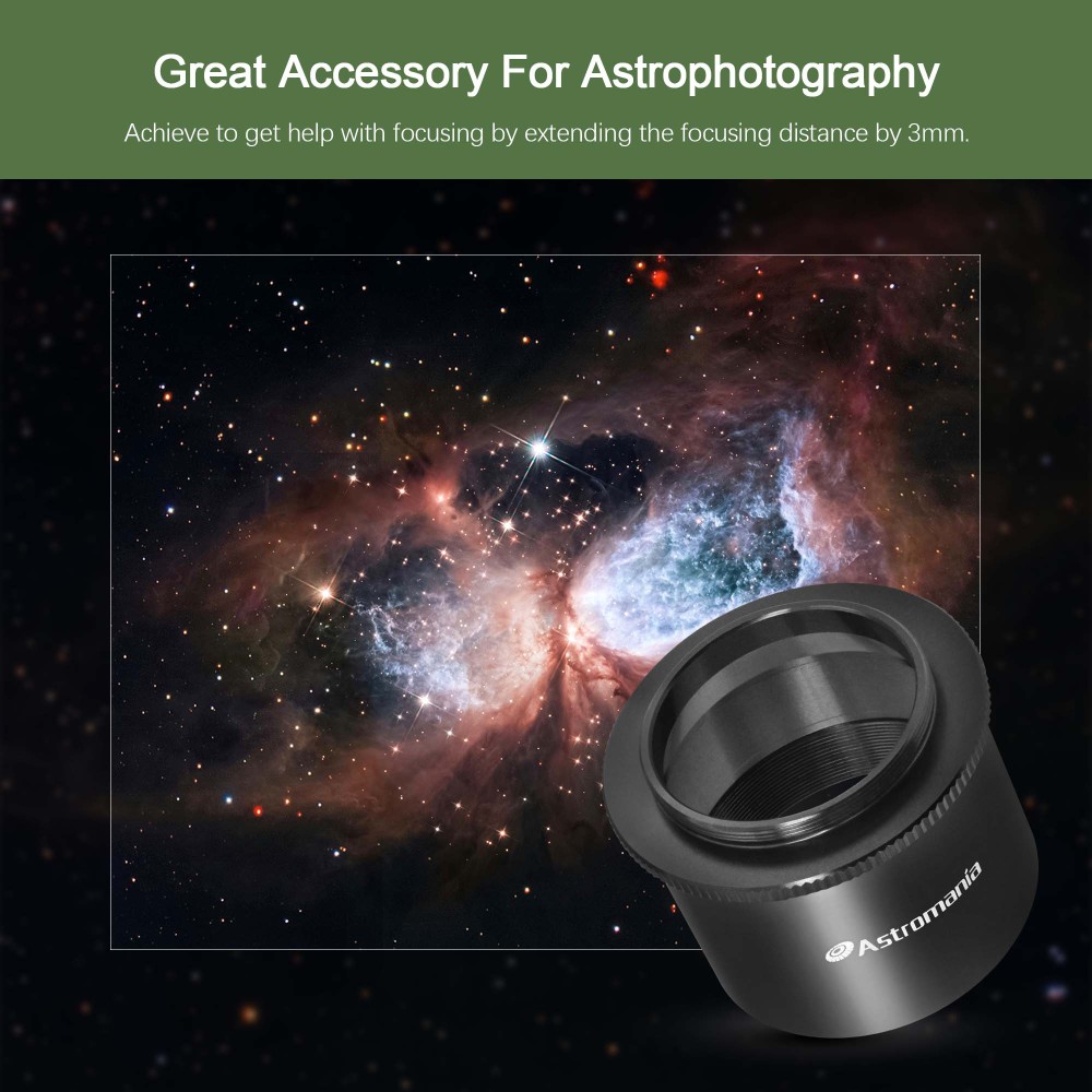 Astromania 2" T-2 Focal camera adapter for SLR cameras - simply attach your camera to the telescope
