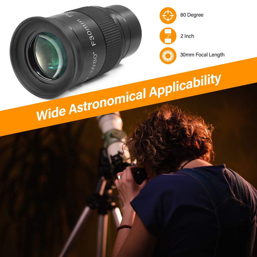 Astromania Fully Multi-coated 2" Ultra-Wide 80 Degree Eyepiece For Telescope - F30mm