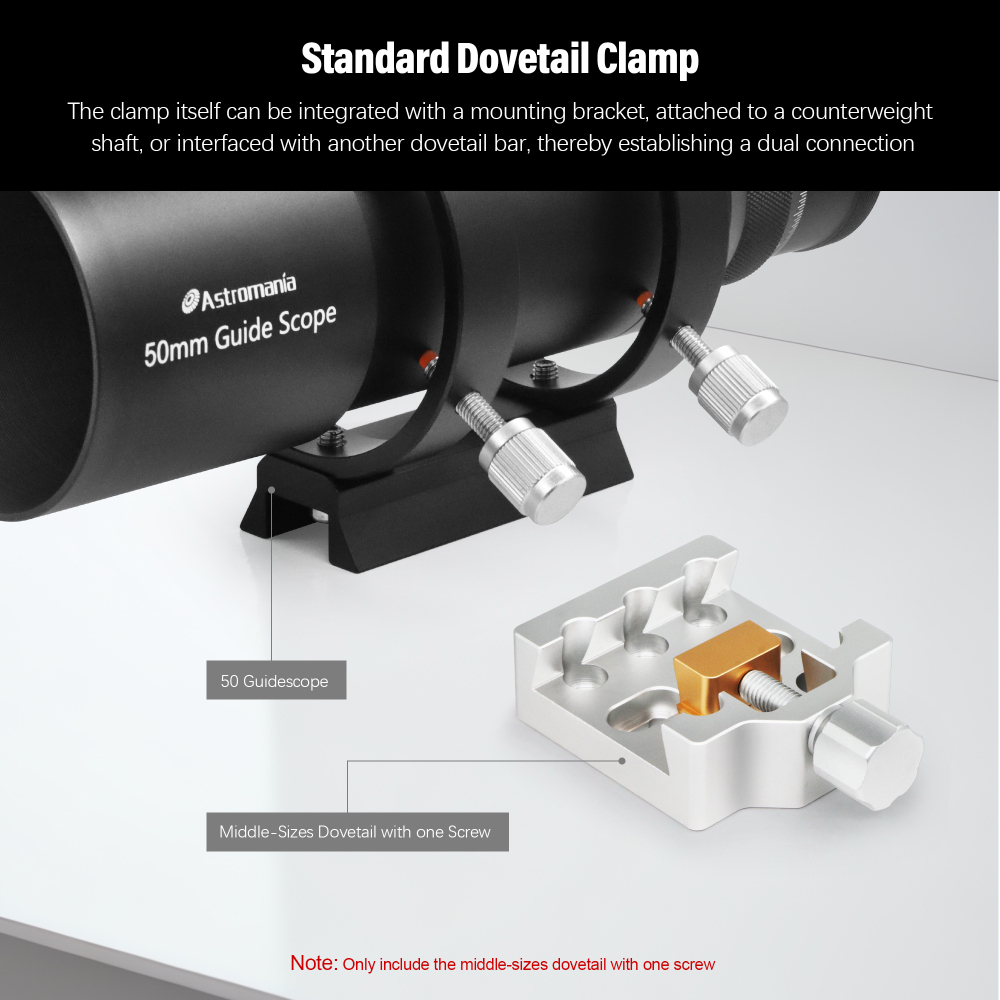 Astromania Middle-sizes dovetail with one screw - for telescopes and cameras