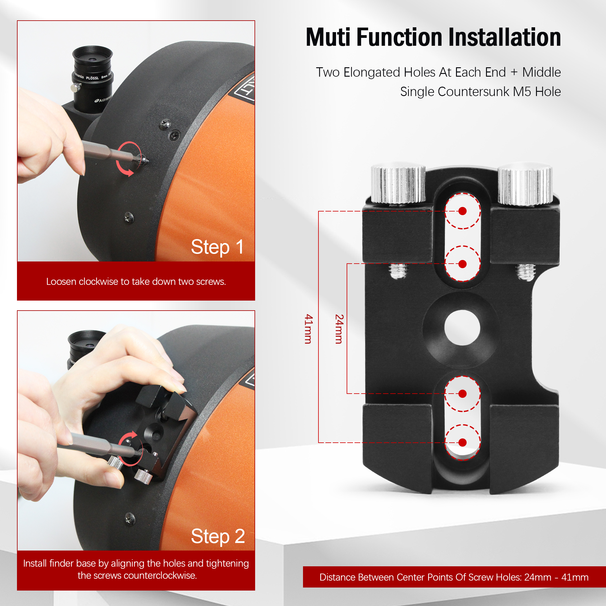 Astromania Universal Quick Release Finder Shoe Base for Schmidt Cassegrains and Other Telescope 130-400mm Diameter