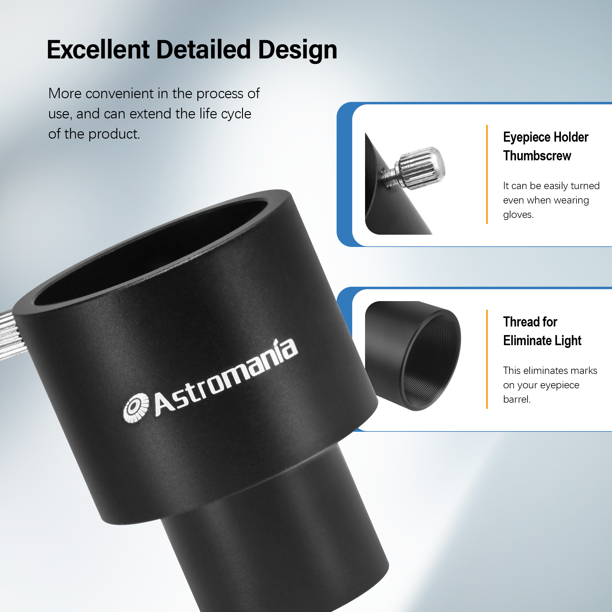 Astromania 0.965" to 1.25" Adapter - Allow you use 1.25" accessories on 0.965" telescope!