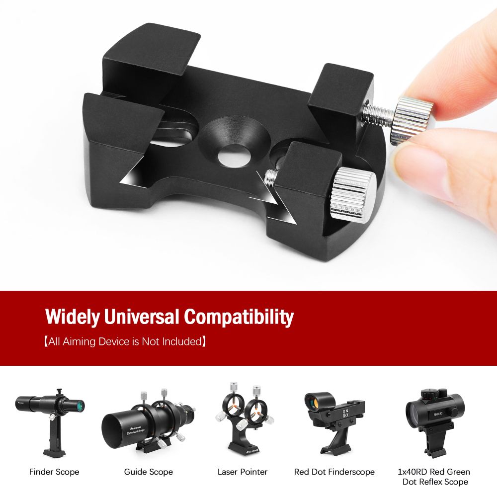 Astromania Universal Quick Release Finder Shoe Base for Schmidt Cassegrains and Other Telescope 130-400mm Diameter