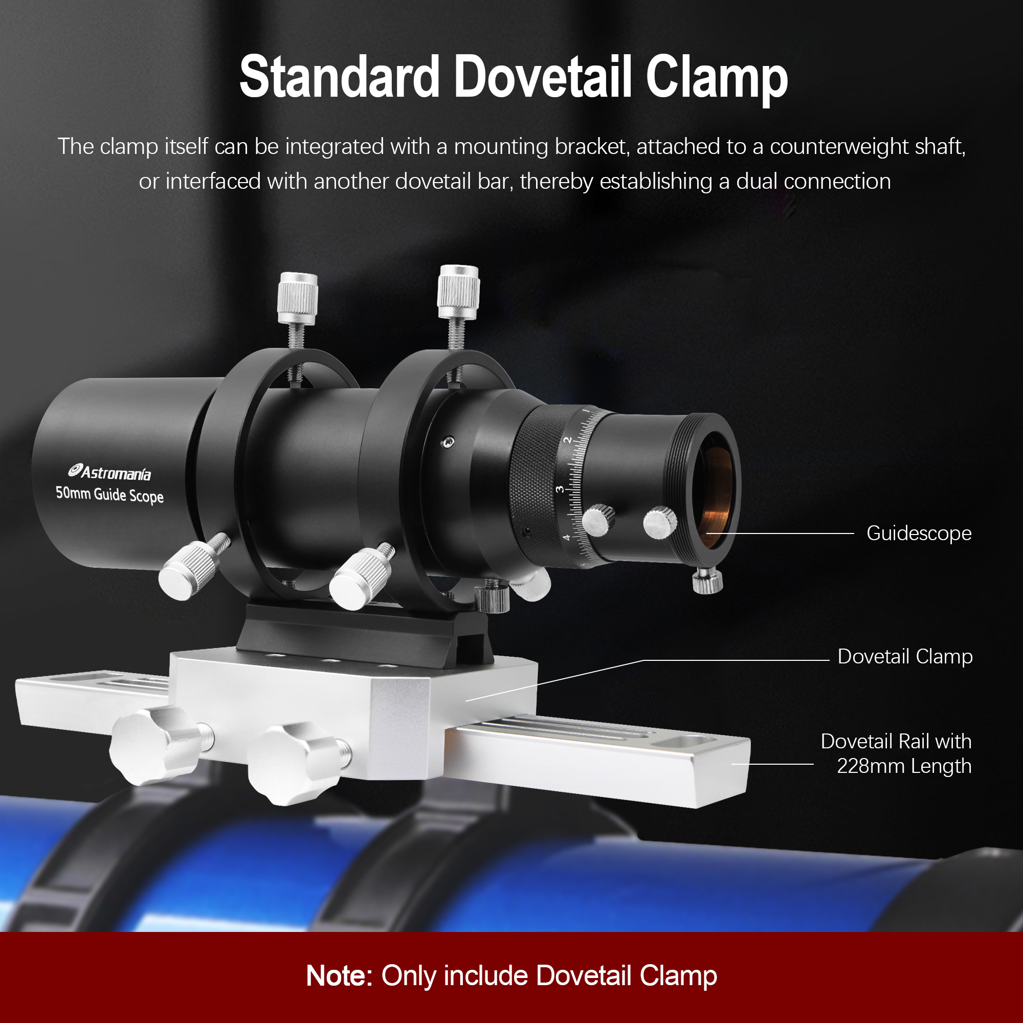 Astromania Premium Dovetail Clamp for Telescopes and Cameras