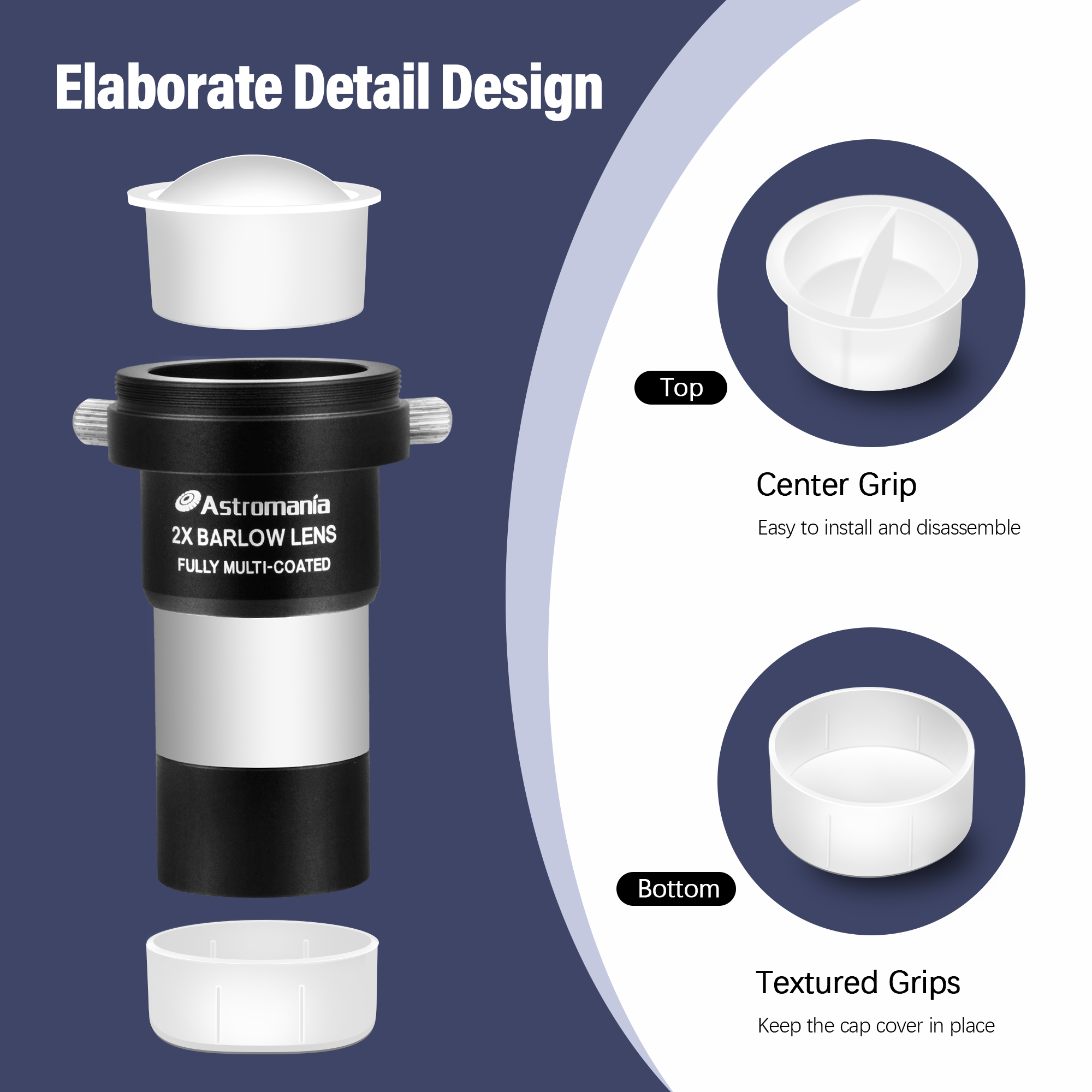 Astromania Dust Caps Set for 1.25" Telescope Eyepieces or Other Accessories - 5 dust caps and 5 dust plugs, Brand New
