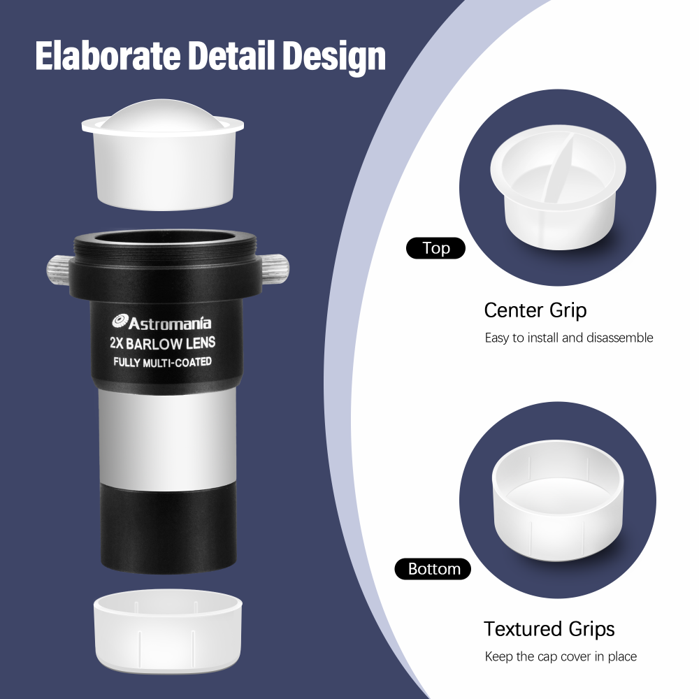 Astromania Dust Caps Set for 1.25" Telescope Eyepieces or Other Accessories - 5 dust caps and 5 dust plugs, Brand New