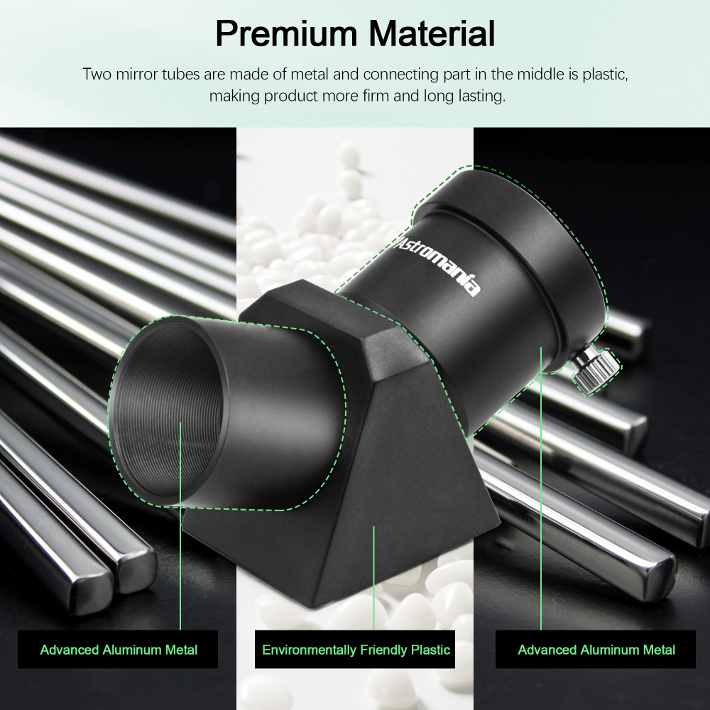 Astromania 1.25" 45-degree Diagonal Prism optical Prism inside rather than a mirror which makes your image clear and sharp