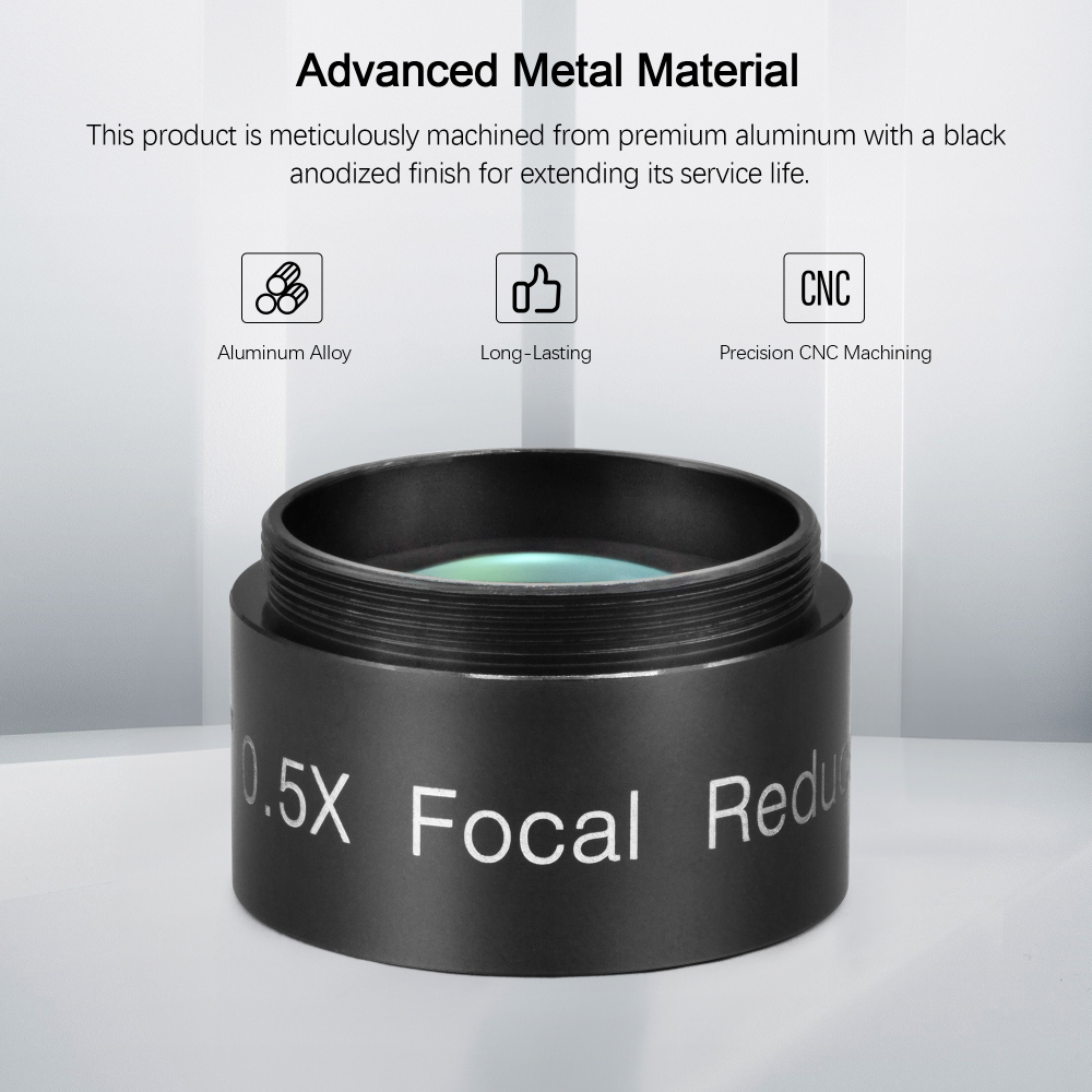Astromania 0.5X Reducer for Photography And Observing - 1.25" Filter Thread (28.5x0.75MM) on Both Sides - Reduces The Focal Length for Visual
