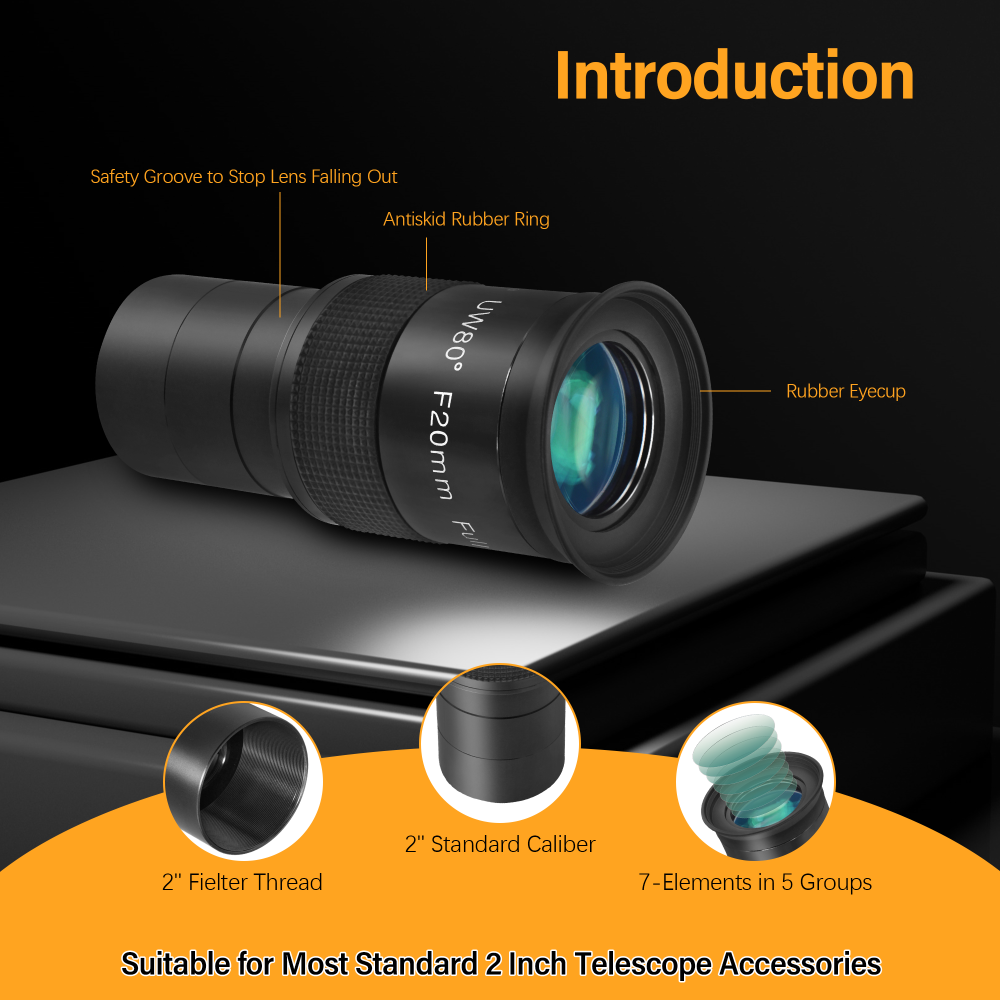 Astromania Fully Multi-coated 2" Ultra-Wide 80 Degree Eyepiece For Telescope - F20mm