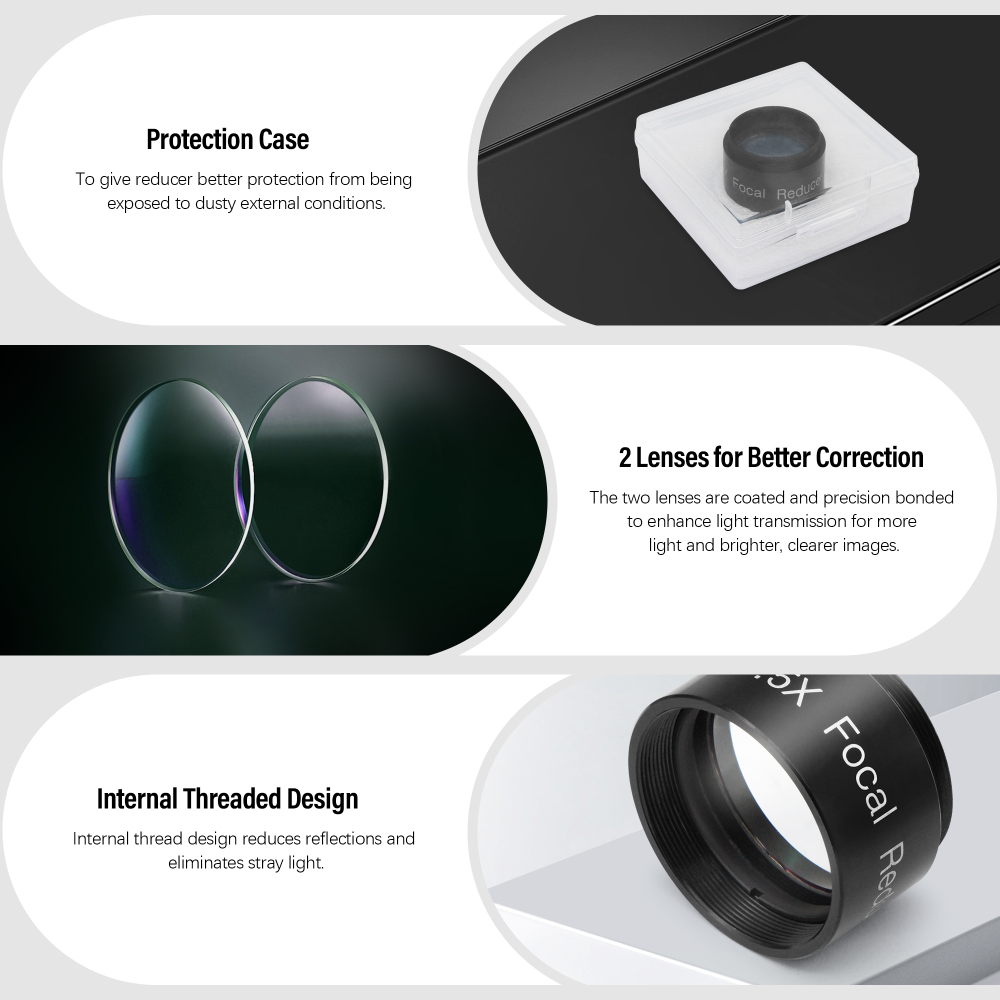 Astromania 0.5X Reducer for Photography And Observing - 1.25" Filter Thread (28.5x0.75MM) on Both Sides - Reduces The Focal Length for Visual