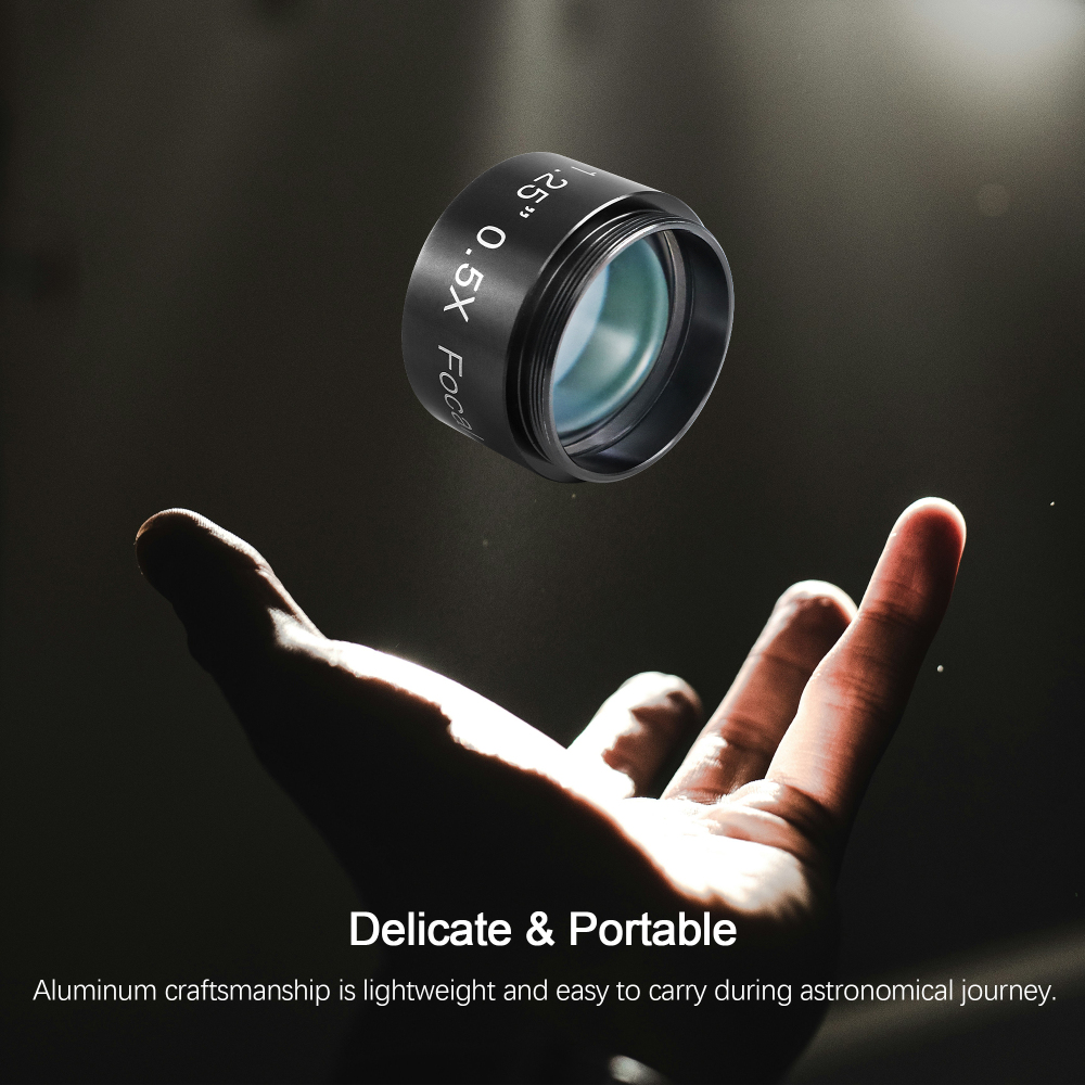 Astromania 0.5X Reducer for Photography And Observing - 1.25" Filter Thread (28.5x0.75MM) on Both Sides - Reduces The Focal Length for Visual