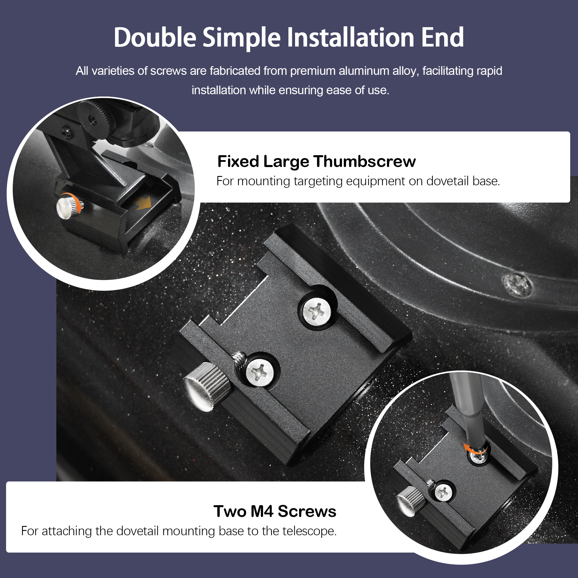 Astromania Dovetail Mounting Base With 2 Holes for M4 Screws