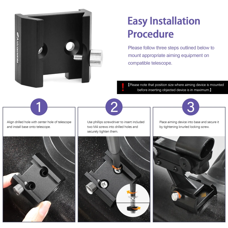 Astromania Dovetail Mounting Base With 2 Holes for M4 Screws