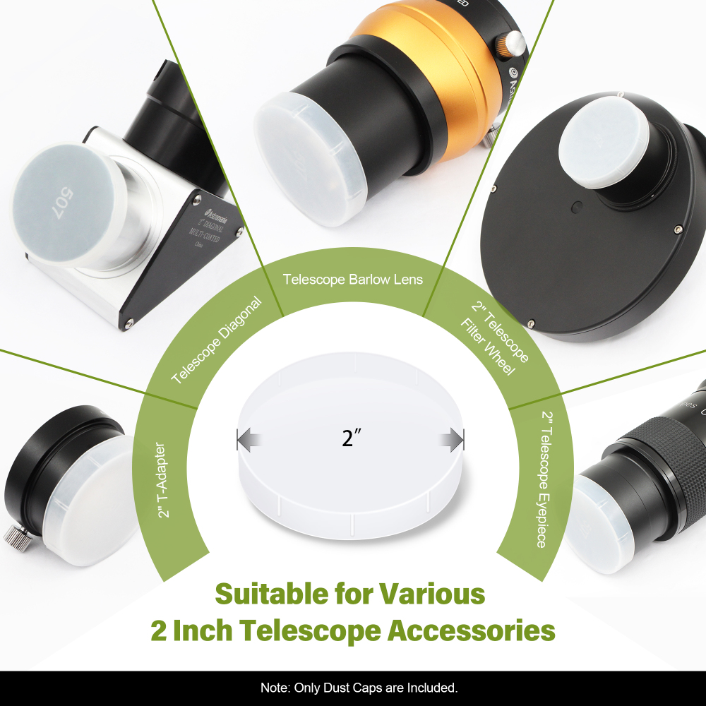 Astromania 6 Pcs Dust Caps Set for 2 Inch Astronomy Telescope Eyepiece, Barlow Lens, T Adapter, Focuser, Diagonal and Other Telescope Accessories, Including 6 Dust Covers Protective Caps