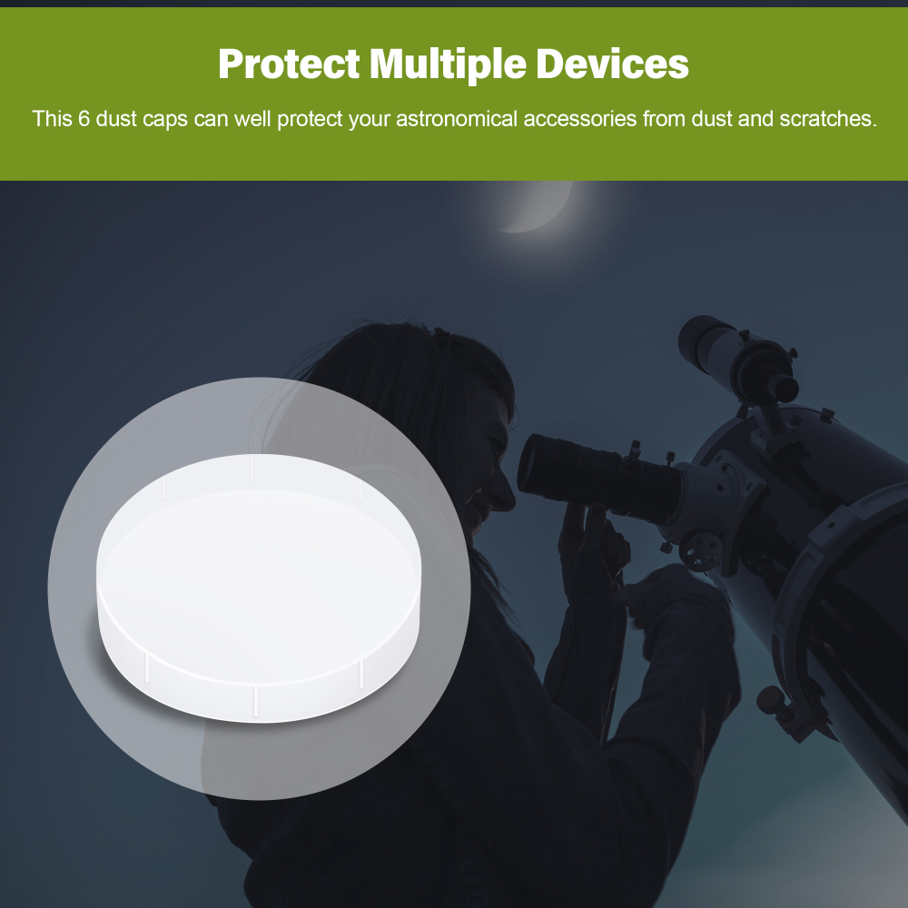 Astromania 2 Inch Telescope Eyepiece Dust Caps Set for Barlow Lens, T Adapter, Diagonal and Other Telescope Accessories, Including 6 Pcs 2 Inch Eyepiece Dust Cover