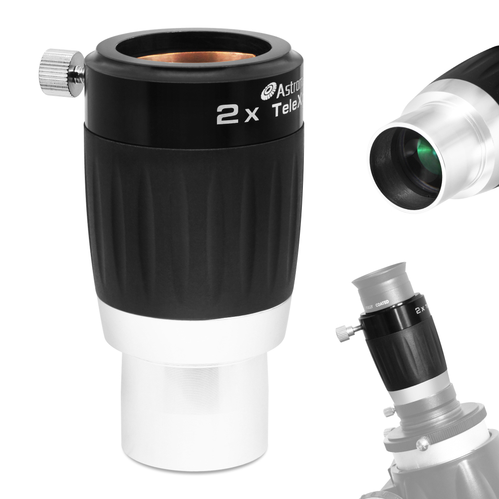 Astromania Barlow Lens 2X 1.25 Inch - 3-Elements Multi-Coated Metal TeleXtender for Telescope - Premium Apochromatic Design Telescope Accessories for Astronomical Photography