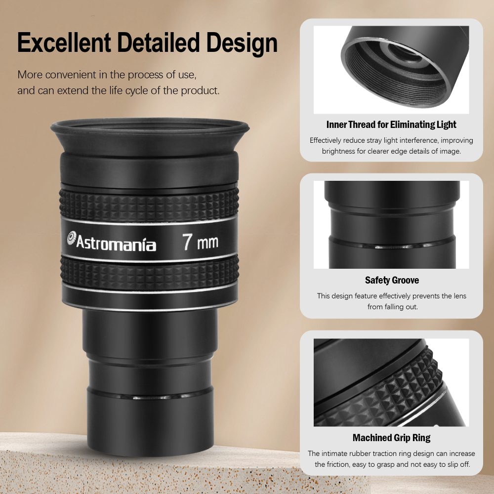 Astromania 1.25" 7mm 58-Degree Planetary Eyepiece For Telescope For Telescope