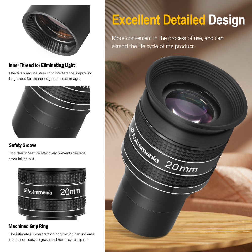 Astromania 1.25" 20mm 58-Degree Planetary Eyepiece For Telescope