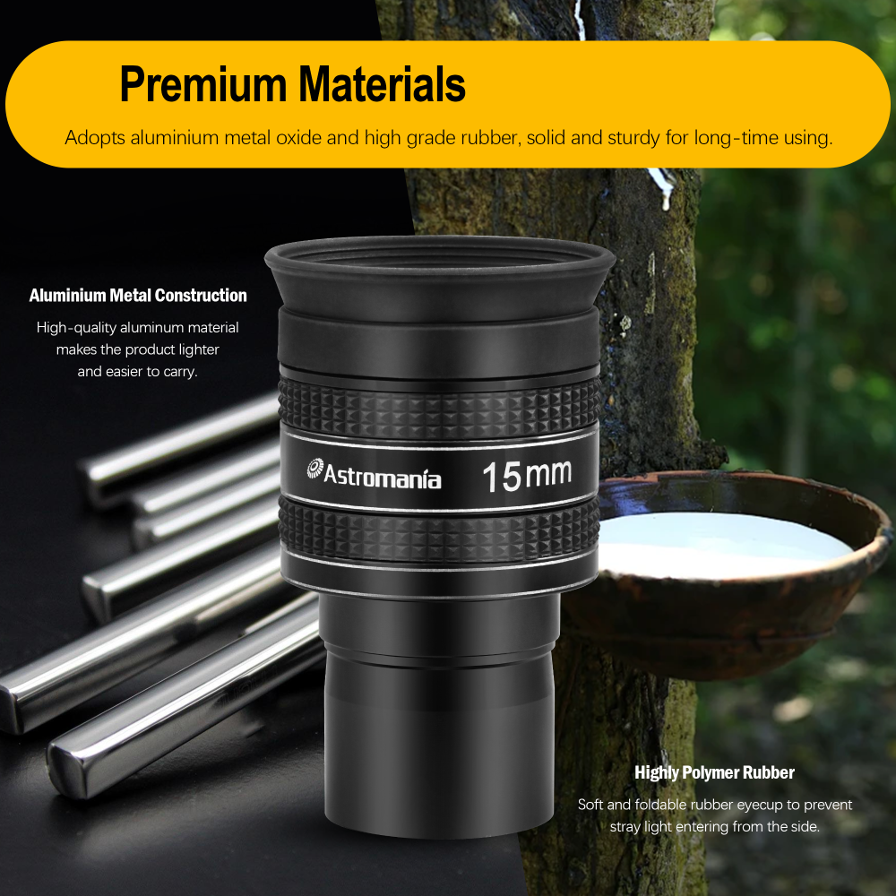 Astromania 1.25" 15mm 58-Degree Planetary Eyepiece For Telescope