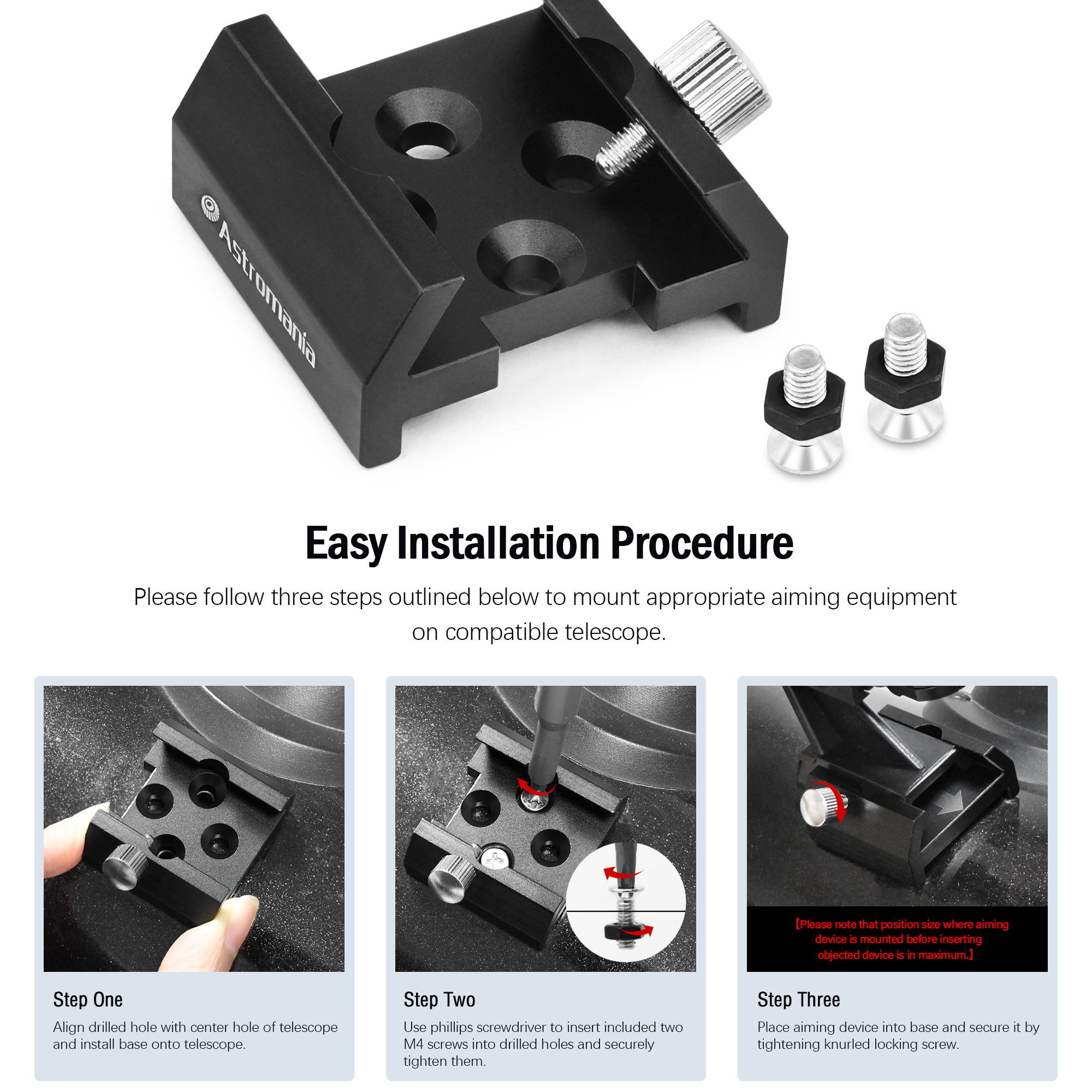 Astromania Dovetail Mounting Base With 4 Holes for M4 Screws