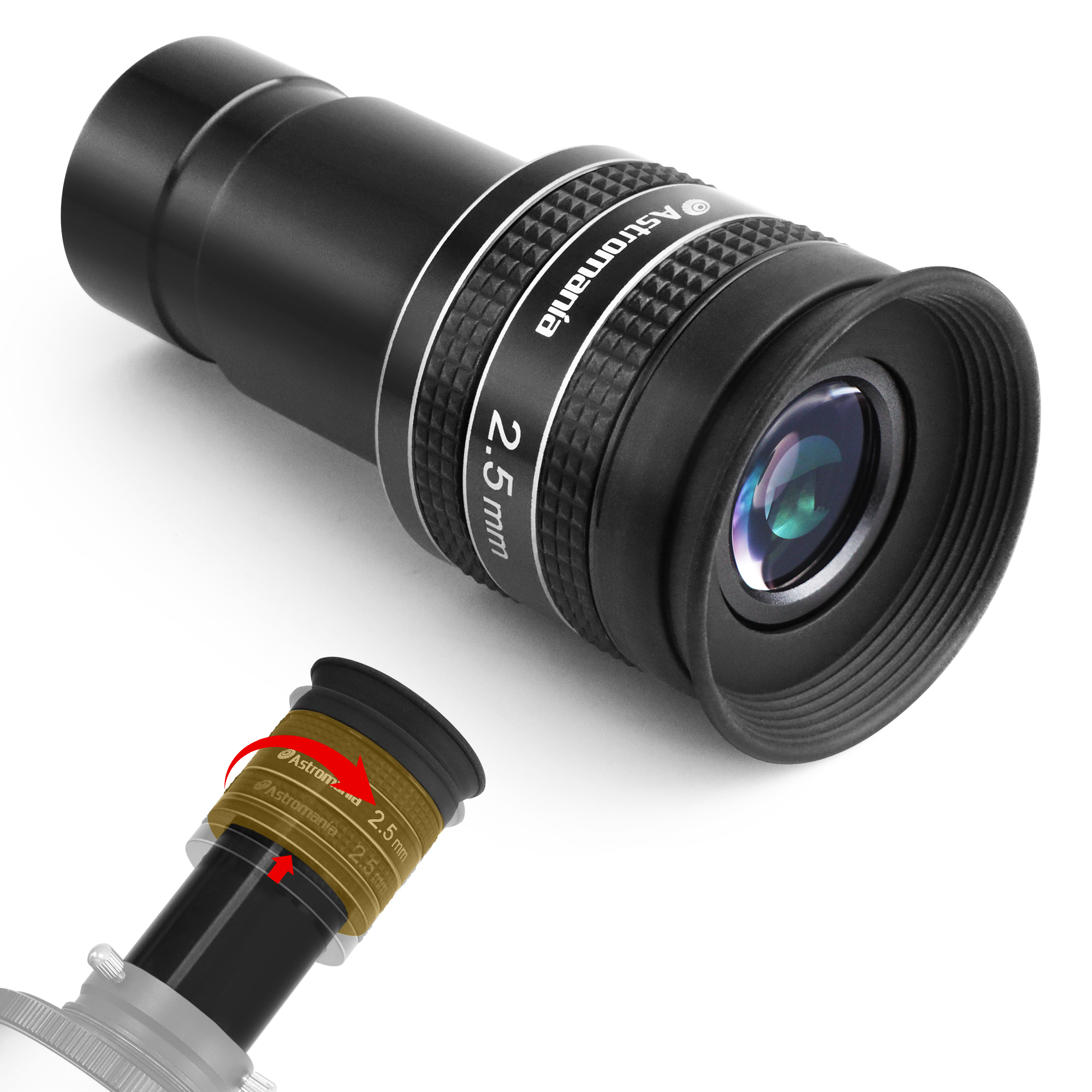 Astromania Telescope Eyepiece 2.5mm, Wide Angle 58 Degree Apparent Field Planetary Eyepiece for 1.25 inch Astronomy Telescope & Filter, Fully Multi-Coated Telescope Accessory for Planetary Observation