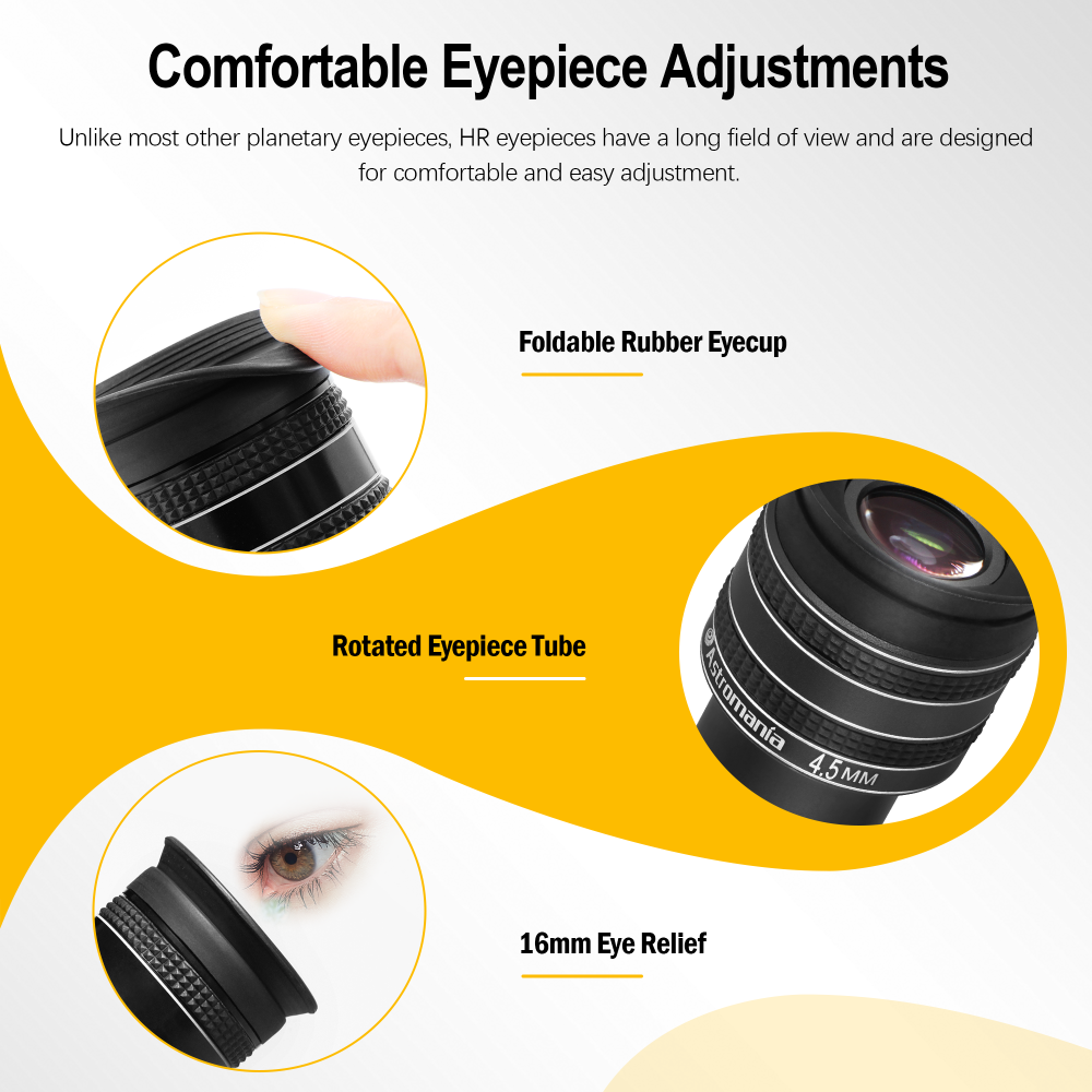 Astromania Telescope Eyepiece 4.5mm, Wide Angle 58 Degree Apparent Field Planetary Eyepiece for 1.25 inch Astronomy Telescope & Filter, Fully Multi-Coated Telescope Accessory for Planetary Observation