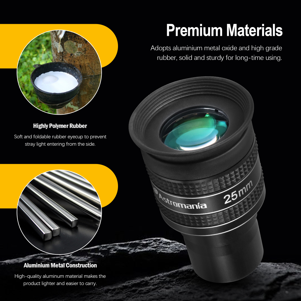 Astromania Telescope Eyepiece 25mm, Wide Angle 58 Degree Apparent Field Planetary Eyepiece for 1.25 inch Astronomy Telescope & Filter, Fully Multi-Coated Telescope Accessory for Planetary Observation