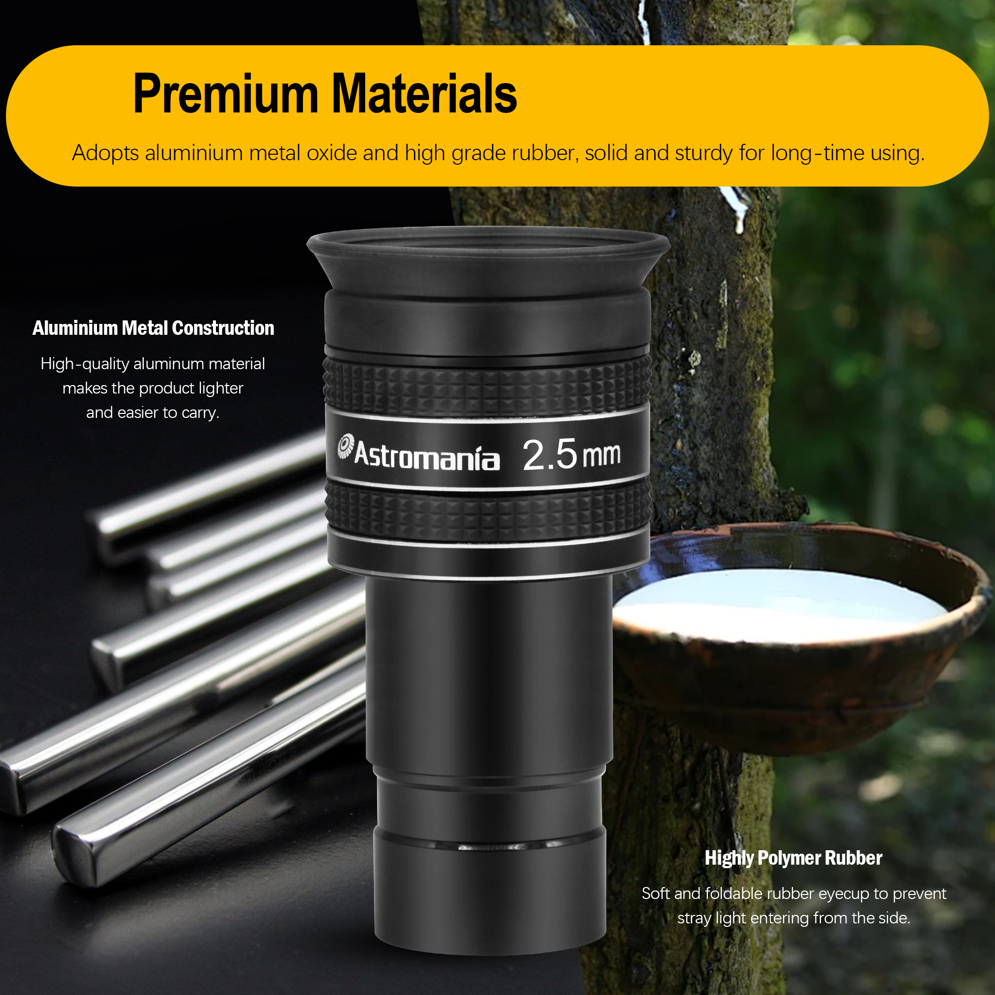 Astromania Telescope Eyepiece 2.5mm, Wide Angle 58 Degree Apparent Field Planetary Eyepiece for 1.25 inch Astronomy Telescope & Filter, Fully Multi-Coated Telescope Accessory for Planetary Observation