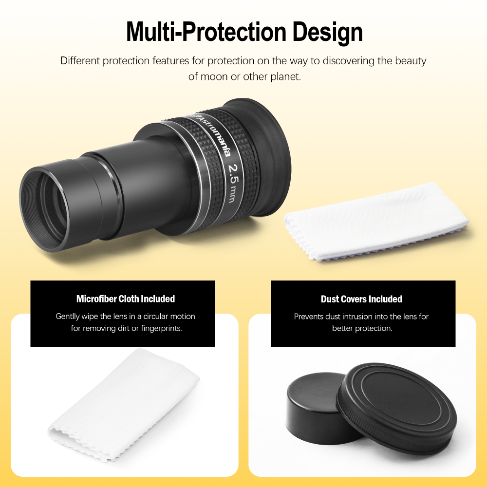 Astromania Telescope Eyepiece 2.5mm, Wide Angle 58 Degree Apparent Field Planetary Eyepiece for 1.25 inch Astronomy Telescope & Filter, Fully Multi-Coated Telescope Accessory for Planetary Observation