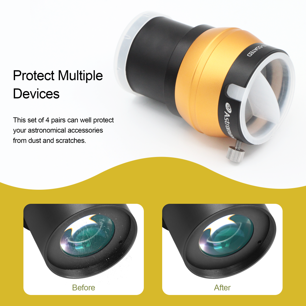 Astromania 2 Inch Telescope Eyepiece Dust Caps Set for Barlow Lens, T Adapter, Diagonal and Other Telescope Accessories, Including 4 Dust Caps and 4 Dust Plugs