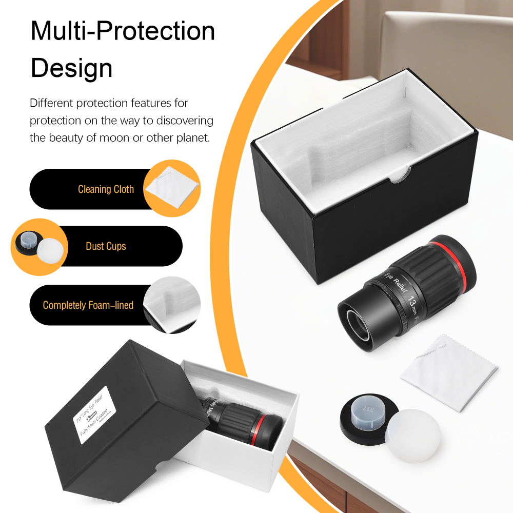 Astromania 1.25"/2"- 13mm 70 Degree Super Wide Angle (SWA) - mean you always enjoy a huge field of view