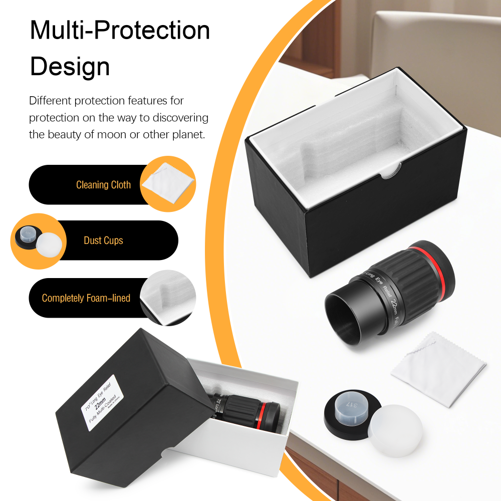 Astromania Telescope Eyepiece 22mm 2 Inches Super Wide Angle 70 Degree Telescope Lens with T/T2 Camera Thread, Multi-Coated ED Element SWA Eyepiece Telescope Accessorie for Astrophotography Cameras