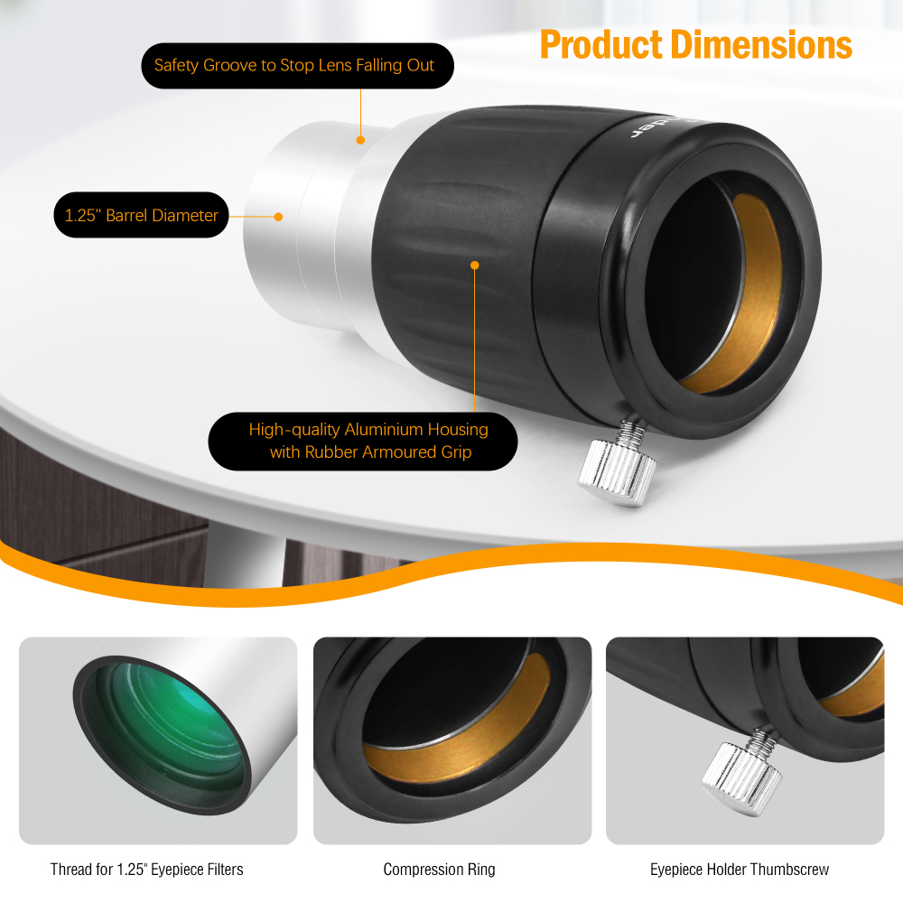 Astromania Barlow Lens 3X 1.25 Inch - 4-Elements Multi-Coated Metal TeleXtender for Telescope - Premium Apochromatic Design Telescope Accessories for Astronomical Photography
