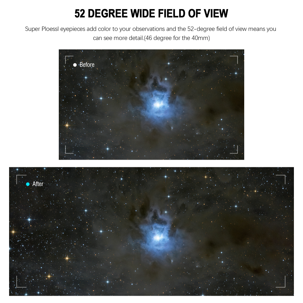 Astromania Telescope Eyepiece Set 1.25 Inch Super Plossl Eyepiece Set 10mm 17mm 40mm, 5 Element Fully Multi Coated Metal 52 Degree Apparent Field, Telescope Accessory Set for Astronomy Telescope