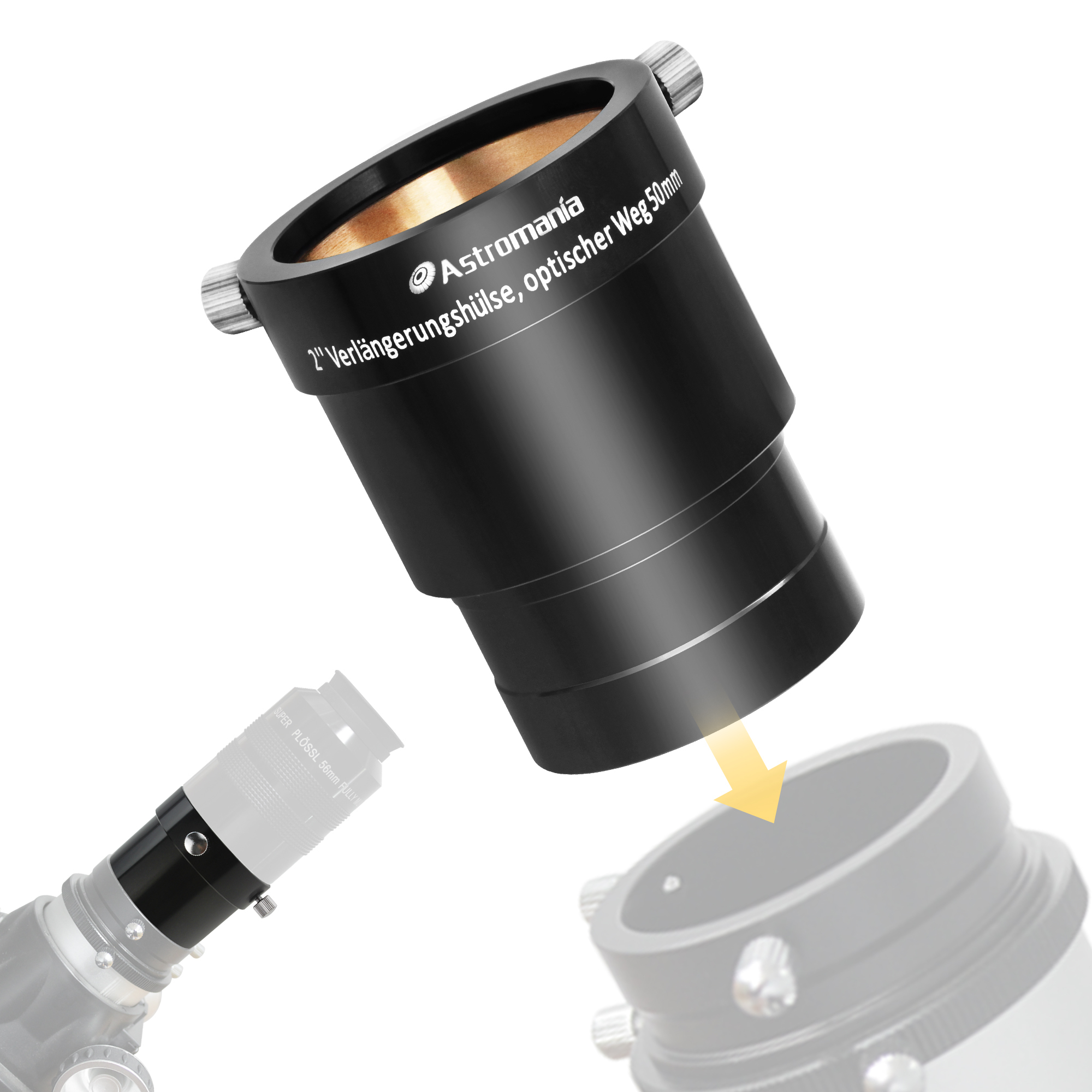 Astromania 2-Inch Telescope Eyepiece Extension Tube Adapter - Optical Length 50mm - With Standand 2-Inch Filter Threads