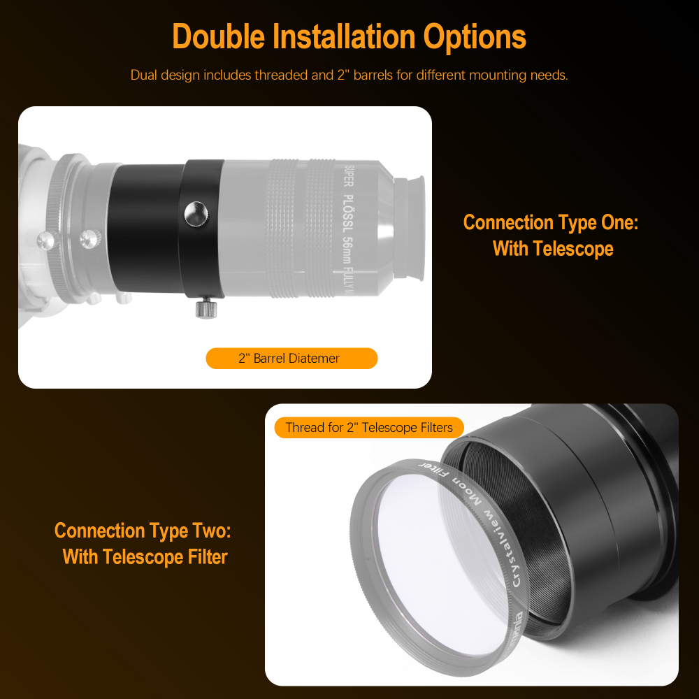 Astromania 2-Inch Telescope Eyepiece Extension Tube Adapter - Optical Length 50mm - With Standand 2-Inch Filter Threads