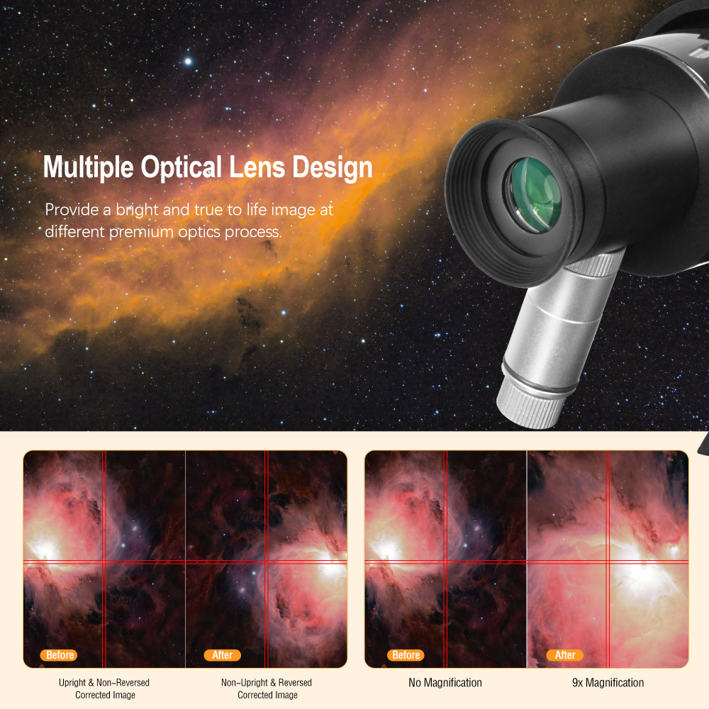 Astromania 9x50 Illuminated Finder Scope, Black - it provides both a bright image and comfortable viewing