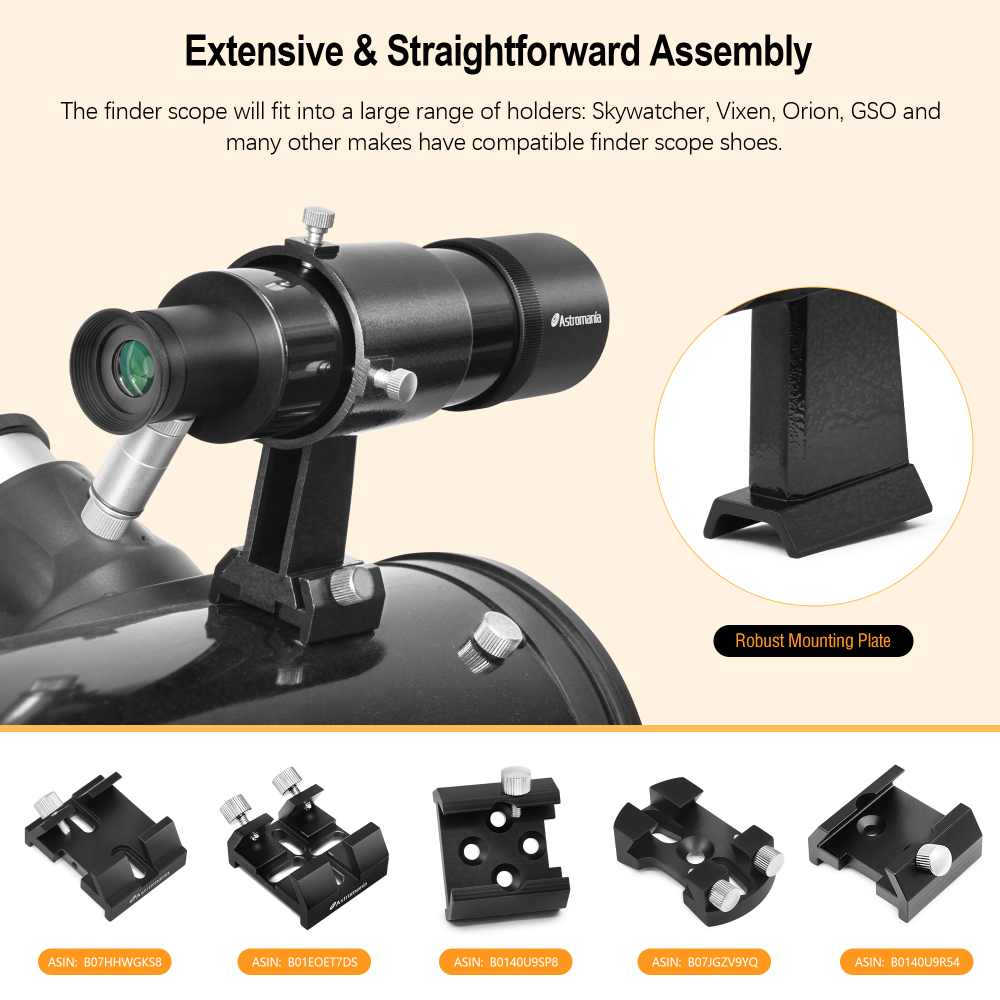 Astromania 9x50 Illuminated Finder Scope, Black - it provides both a bright image and comfortable viewing