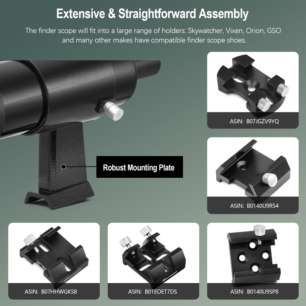 Astromania 9x50 Finder Scope, Black - it provides both a bright image and comfortable viewing