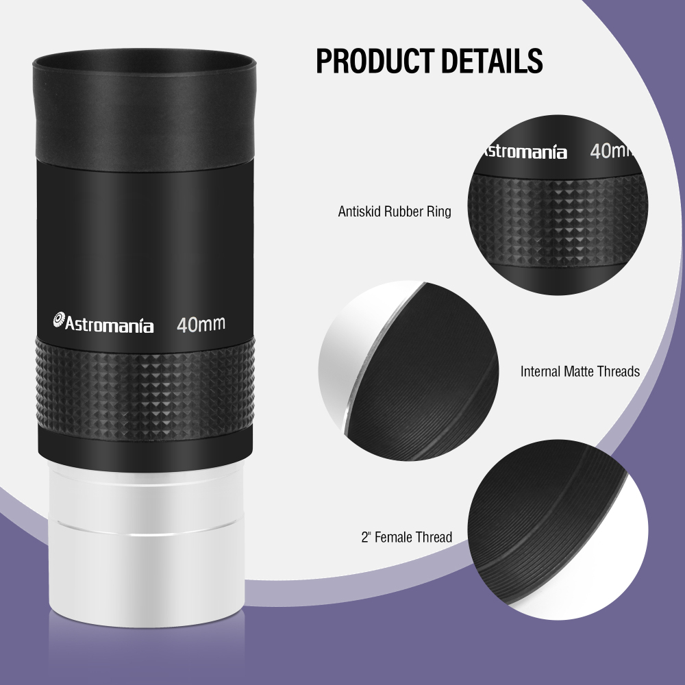 Astromania 2" Kellner FMC 55-Degree eyepiece - 40mm - wide field eyepices with comfortable viewing position