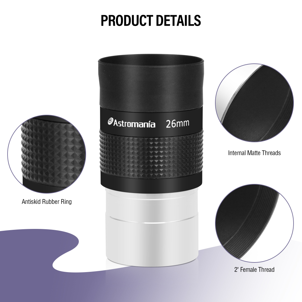 Astromania 2" Kellner FMC 55-Degree eyepiece - 26mm - wide field eyepices with comfortable viewing position
