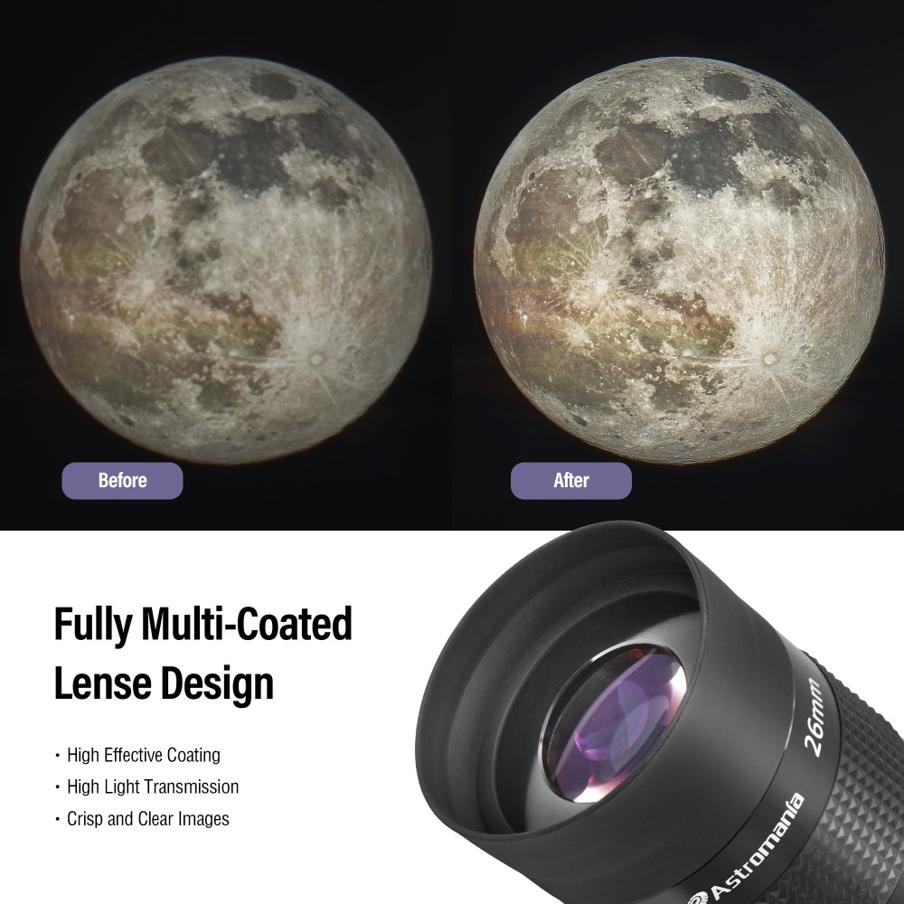 Astromania 2" Kellner FMC 55-Degree eyepiece - 26mm - wide field eyepices with comfortable viewing position