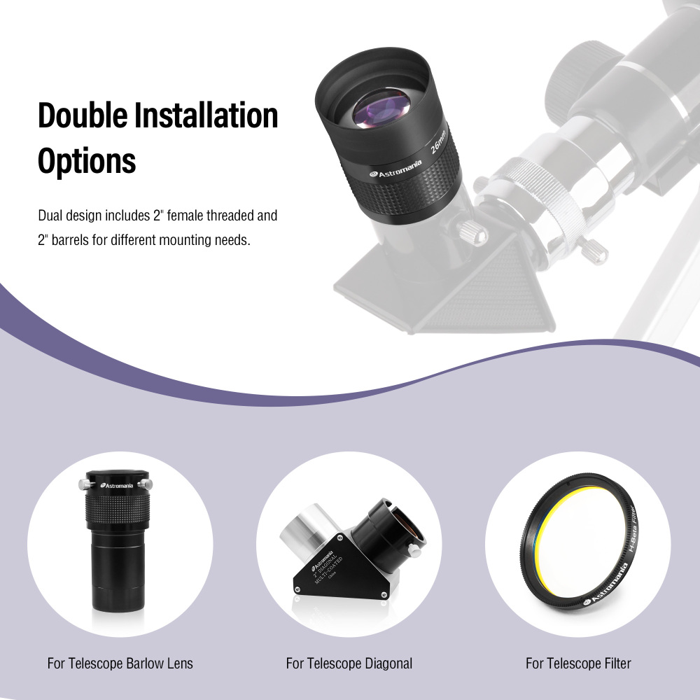 Astromania 2" Kellner FMC 55-Degree eyepiece - 26mm - wide field eyepices with comfortable viewing position