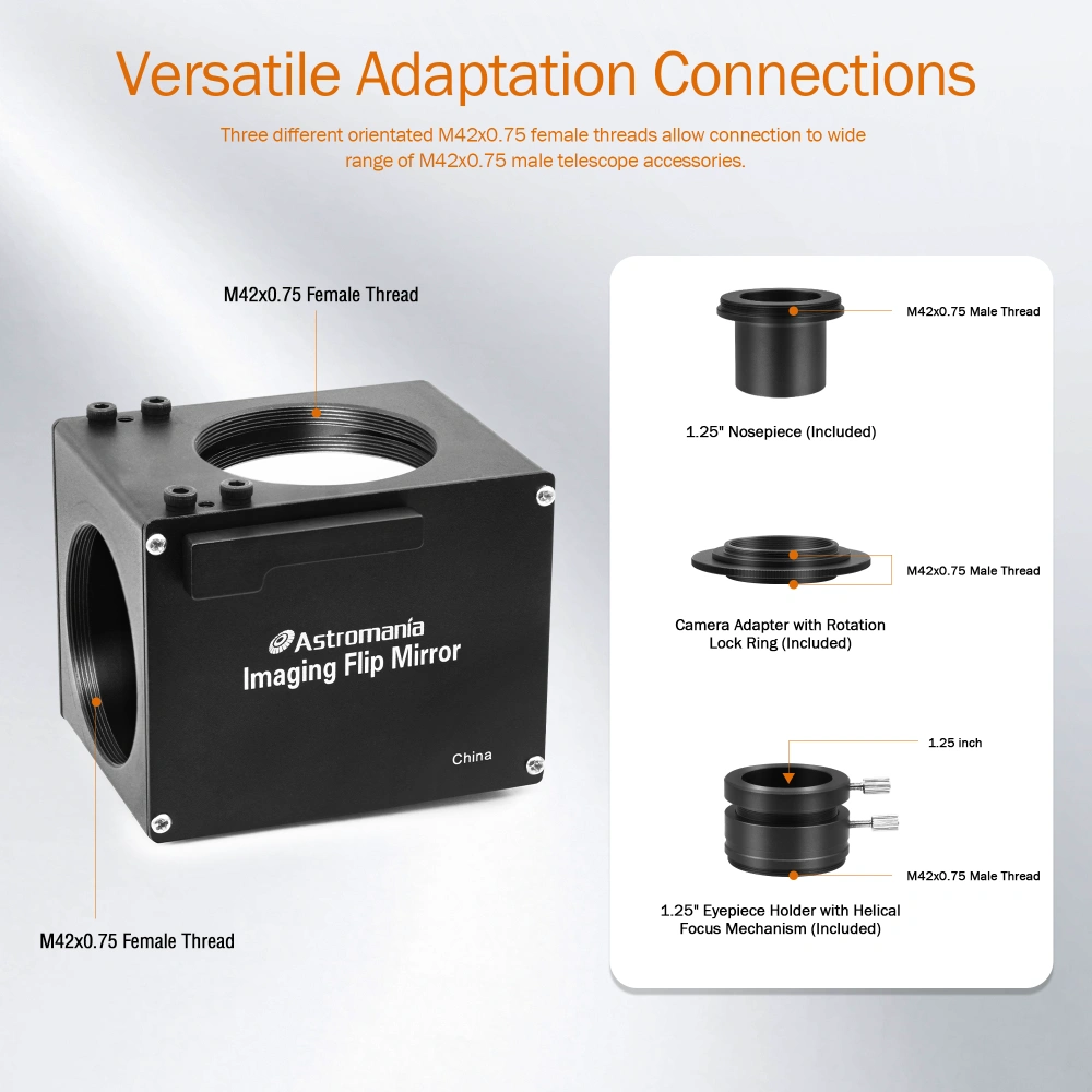 Astromania 1.25 Inch Flip Mirror for Telescope, Precise Focusing