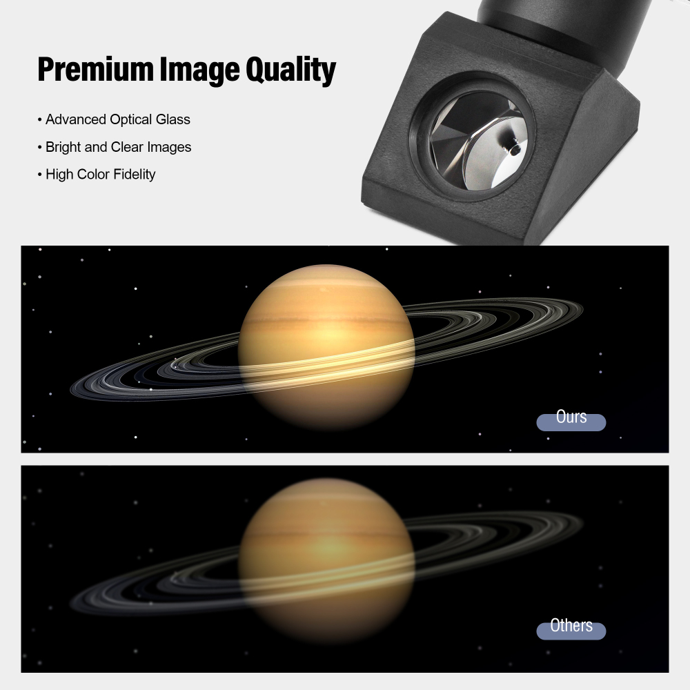 Astromania 1.25 Inch Telescope Diagonal with Amici Erecting Prism - 90° Fully-Coated Star Diagonal for Upright & Clear Astronomical Viewing, Metal/Plastic Construction, Enhanced Optical Transparency