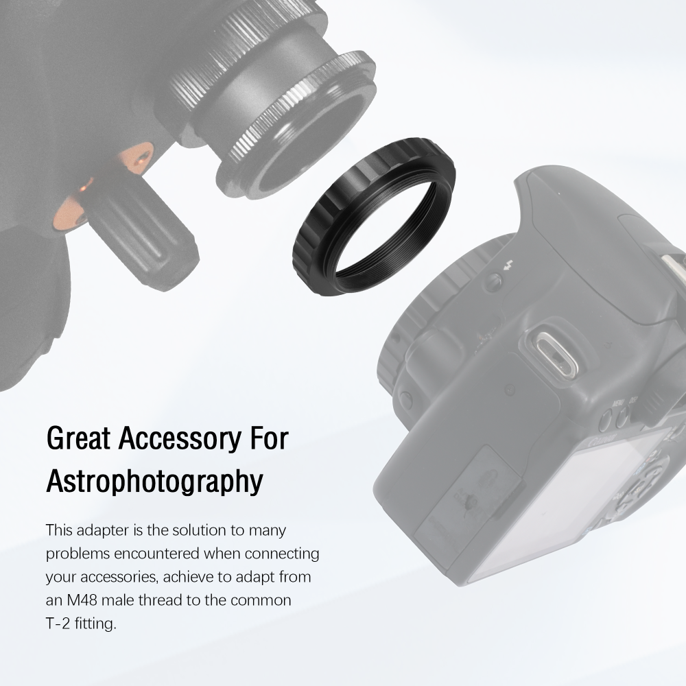 Astromania M48X0.75 (2" Filter) Female to M42X0.75 T/T2 Male Thread Telescope Adapter