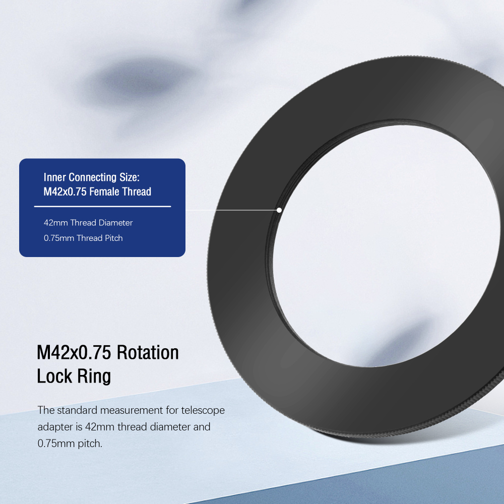 Astromania M42x0.75 Female Rotation Lock Ring Telescope Adapter, Metal Aluminum Telescope Accessories to Mount to Adapter with M42 T/T2 Male Thread for Astronomical Telescope