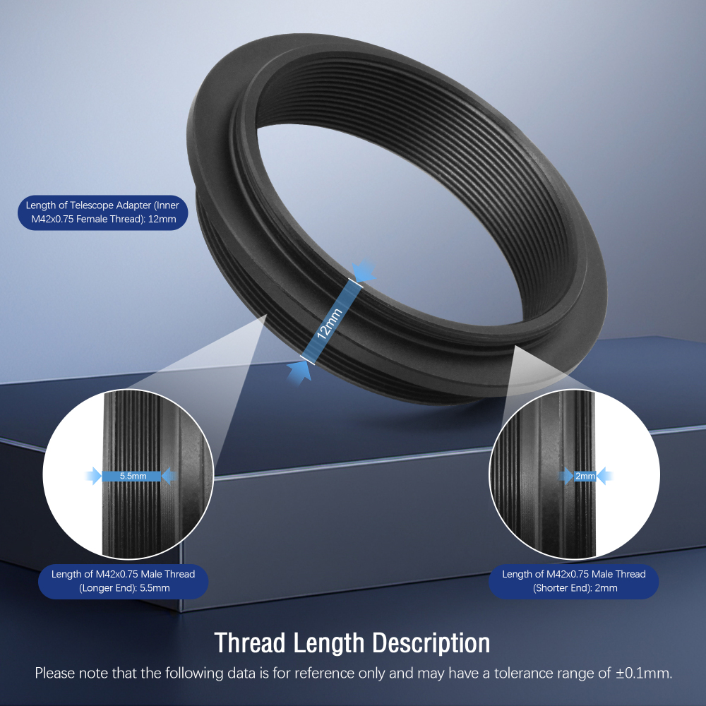 Astromania M42x0.75 to M42x0.75 Male Telescope Adapter, Metal Anodizing Aluminum Telescope Accessories to Convert M42 Female Thread to T/T2 Male Thread for Astronomical Telescopes & Cameras